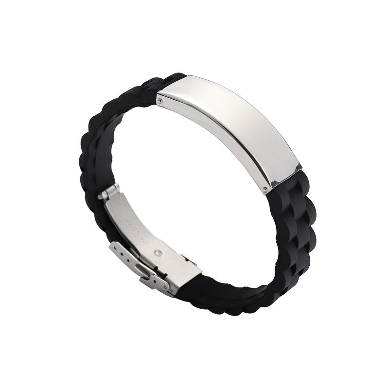 Men's Trendy Silicone Sports Simple Laser Sculpture Bracelet