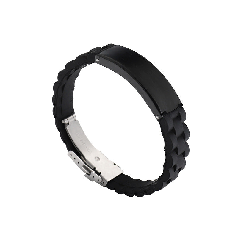 Men's Trendy Silicone Sports Simple Laser Sculpture Bracelet