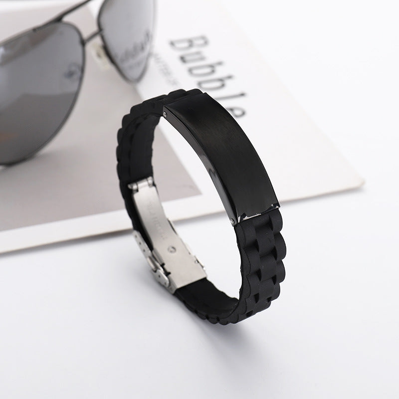 Men's Trendy Silicone Sports Simple Laser Sculpture Bracelet
