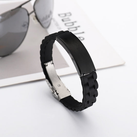 Men's Trendy Silicone Sports Simple Laser Sculpture Bracelet