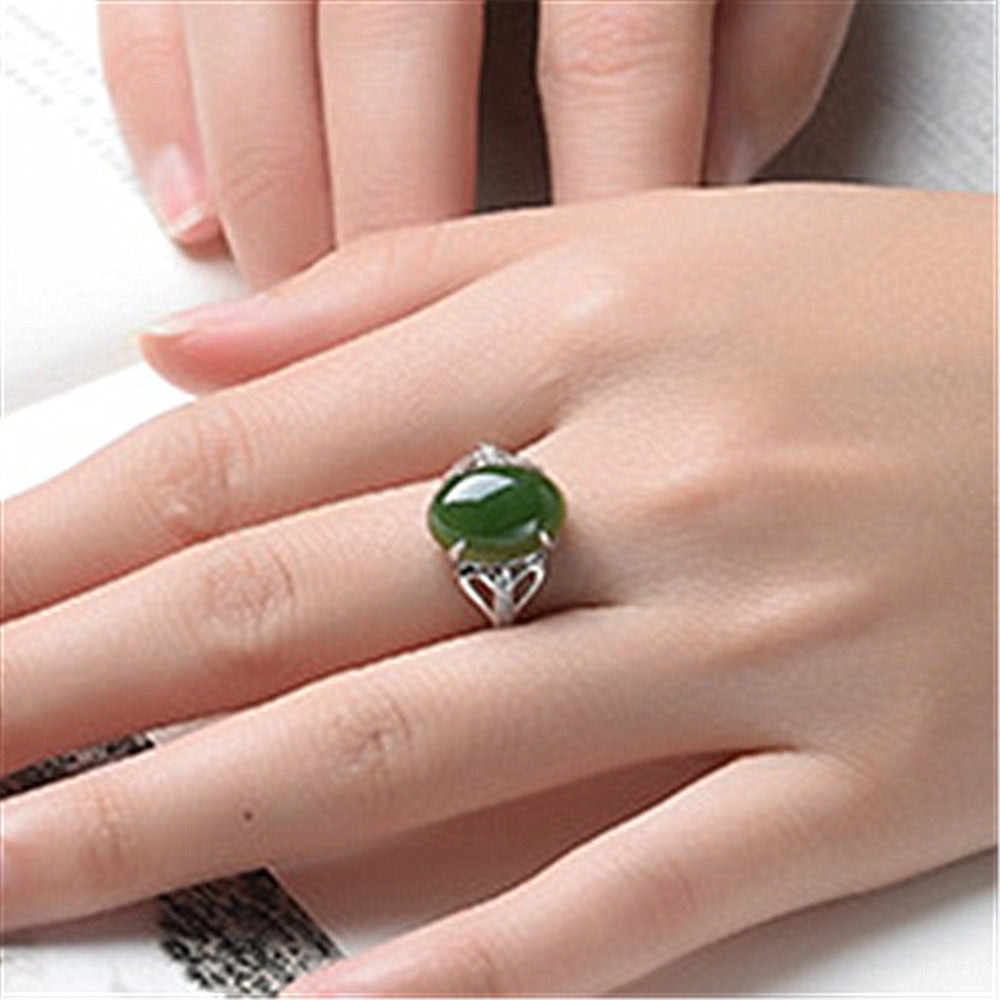 Variety Of Creative Green Agate Open Simple Retro Rings