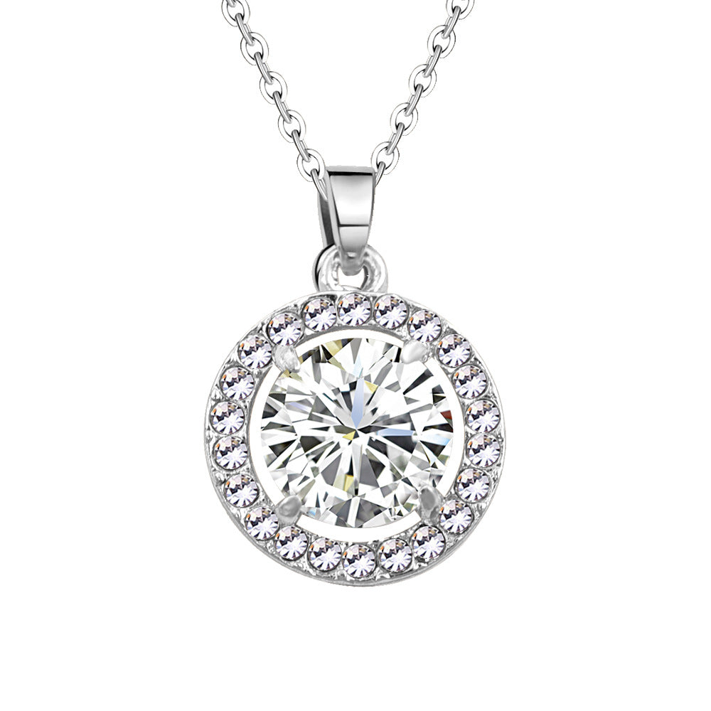 Women's Korean Style Couple Round Zircon Neck Versatile Pendants