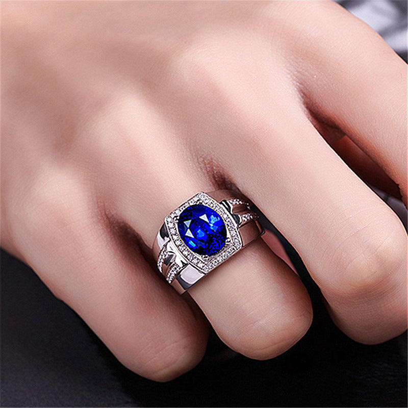 To Diamond Blue Man's Natural Sapphire Rings