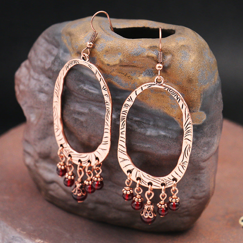 Women's Eye Garnet Luxury For Festive Festival Earrings