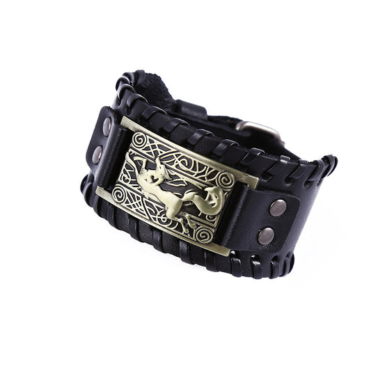 Men's Punk Retro Distressed Effect Fox Cattle Bracelet