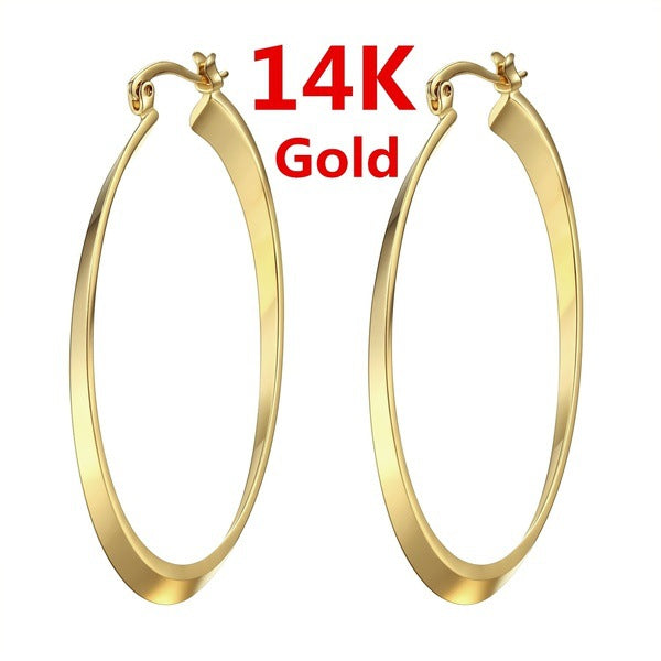 Gold Plated Exaggerated Big Ear Clip Earrings