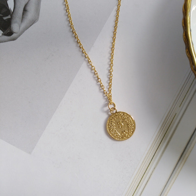 Women's Texture Coin Avatar Simple Bean Chain Necklaces