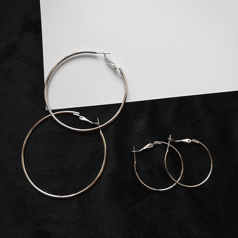 Style Street Shot Oversized Round Circle Eardrop Stud Earrings