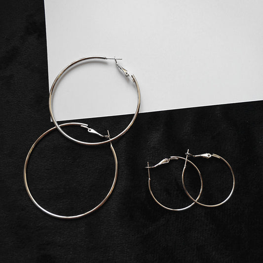 Style Street Shot Oversized Round Circle Eardrop Stud Earrings