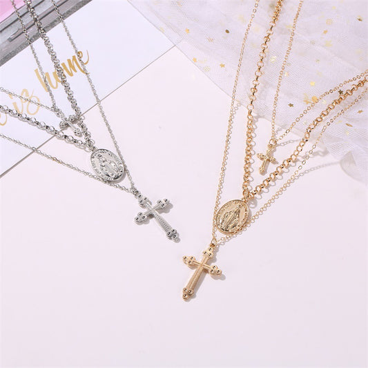 Women's Fashion Popular Twin Cross Metal For Necklaces