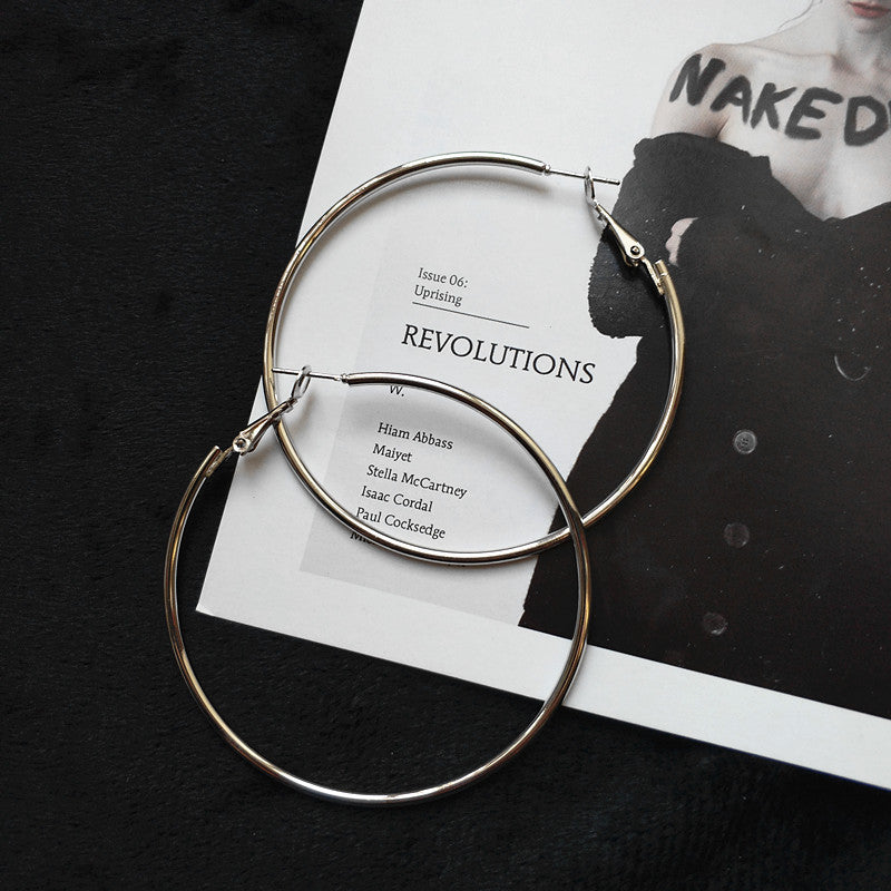 Style Street Shot Oversized Round Circle Eardrop Stud Earrings