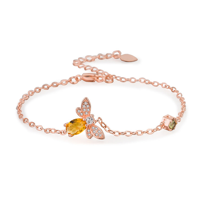 Colored Gems Plated Natural Citrine Olivine Bracelet