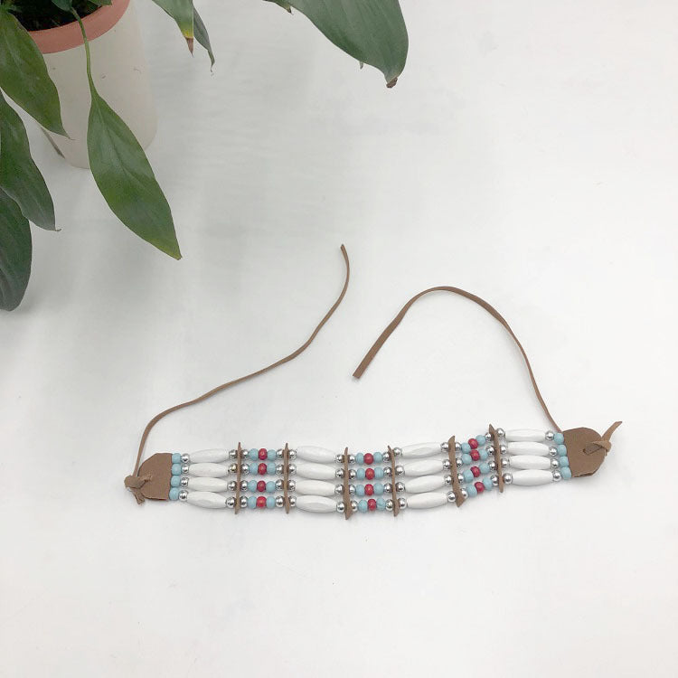 Women's Bohemian Indian Adult Primary Color Wooden Necklace