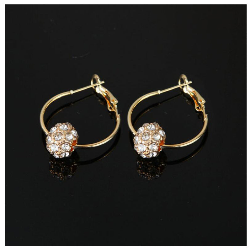 Colorful Crystals Lucky Ball Bead Ear Earrings