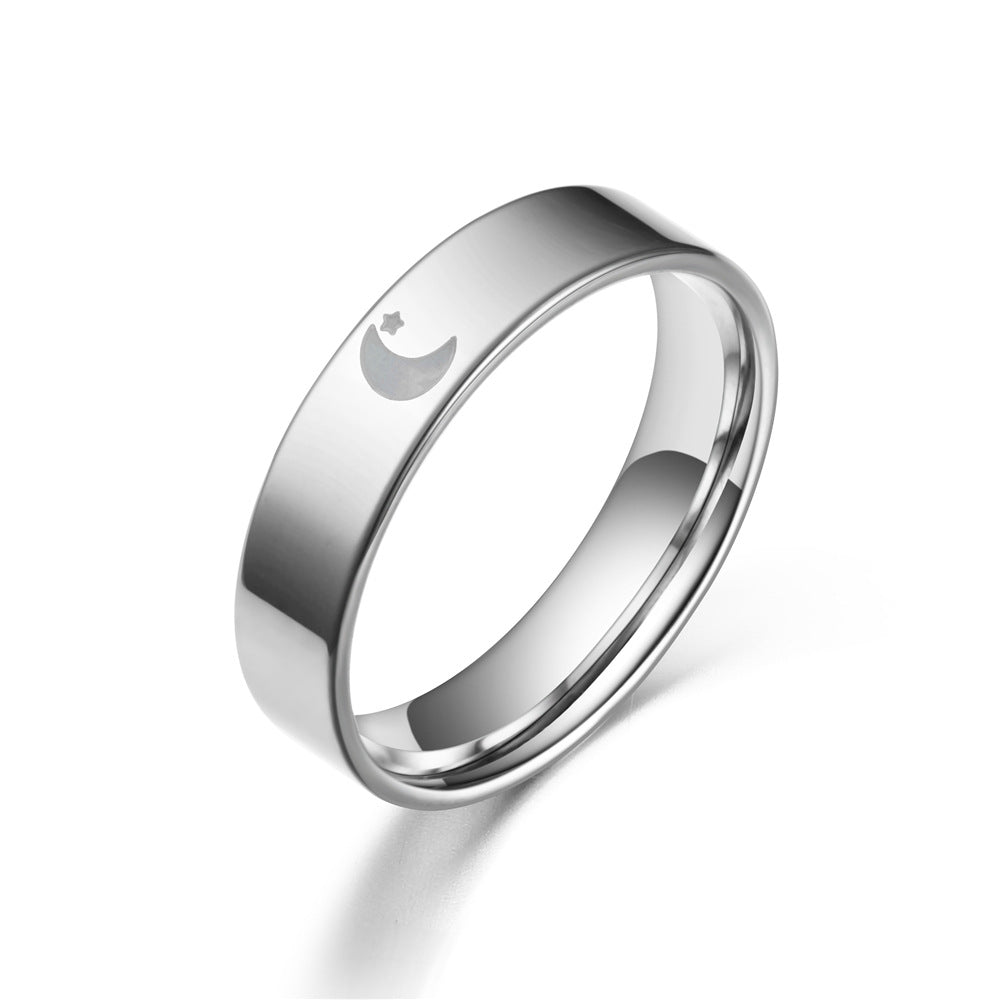 Women's & Men's Titanium Steel Star Sun Couple Love Rings