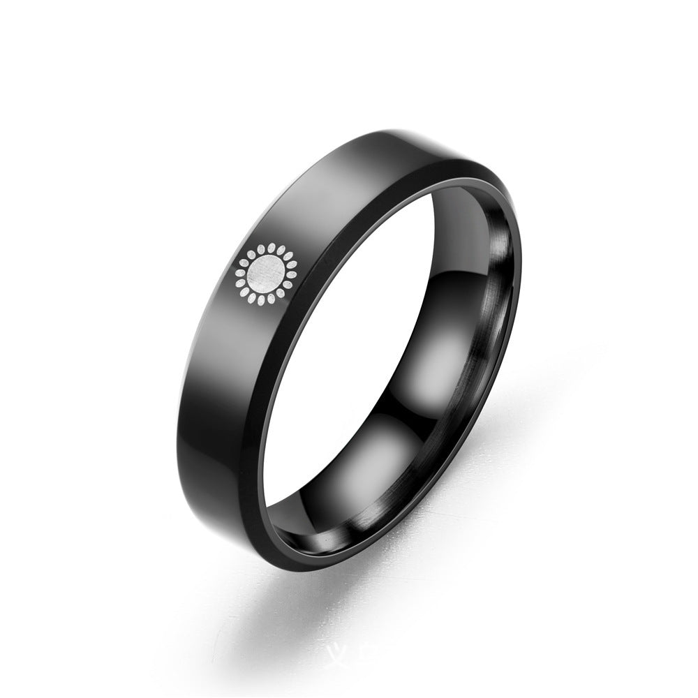 Women's & Men's Titanium Steel Star Sun Couple Love Rings