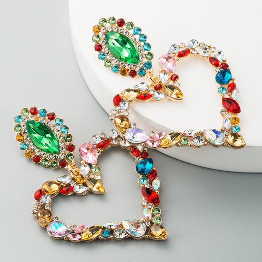 Women's Inlaid Color Diamond Retro Temperament Exaggerating Earrings