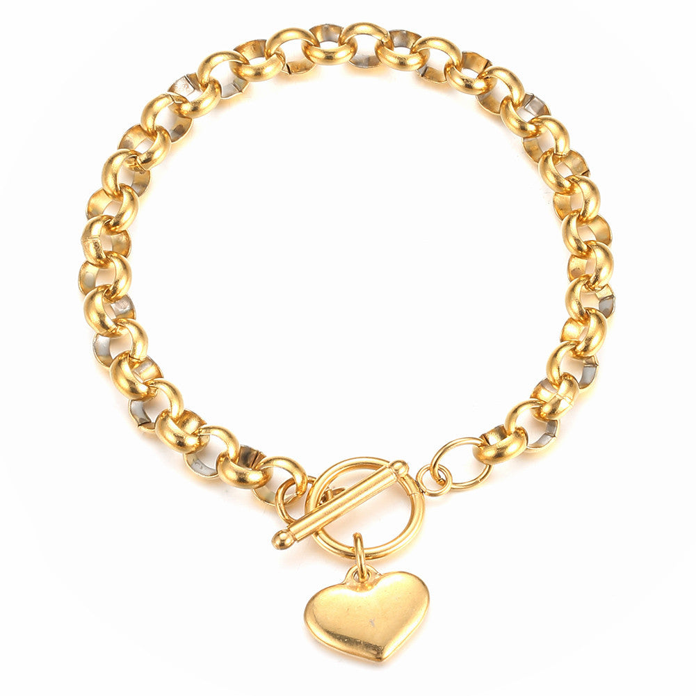 Women's Stainless Steel Heart Gold Plated Environmentally Bracelet