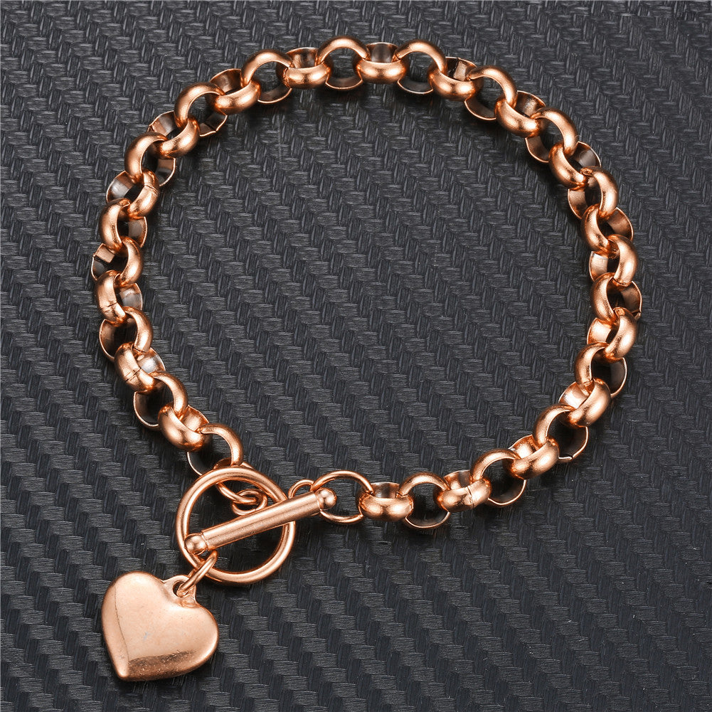 Women's Stainless Steel Heart Gold Plated Environmentally Bracelet