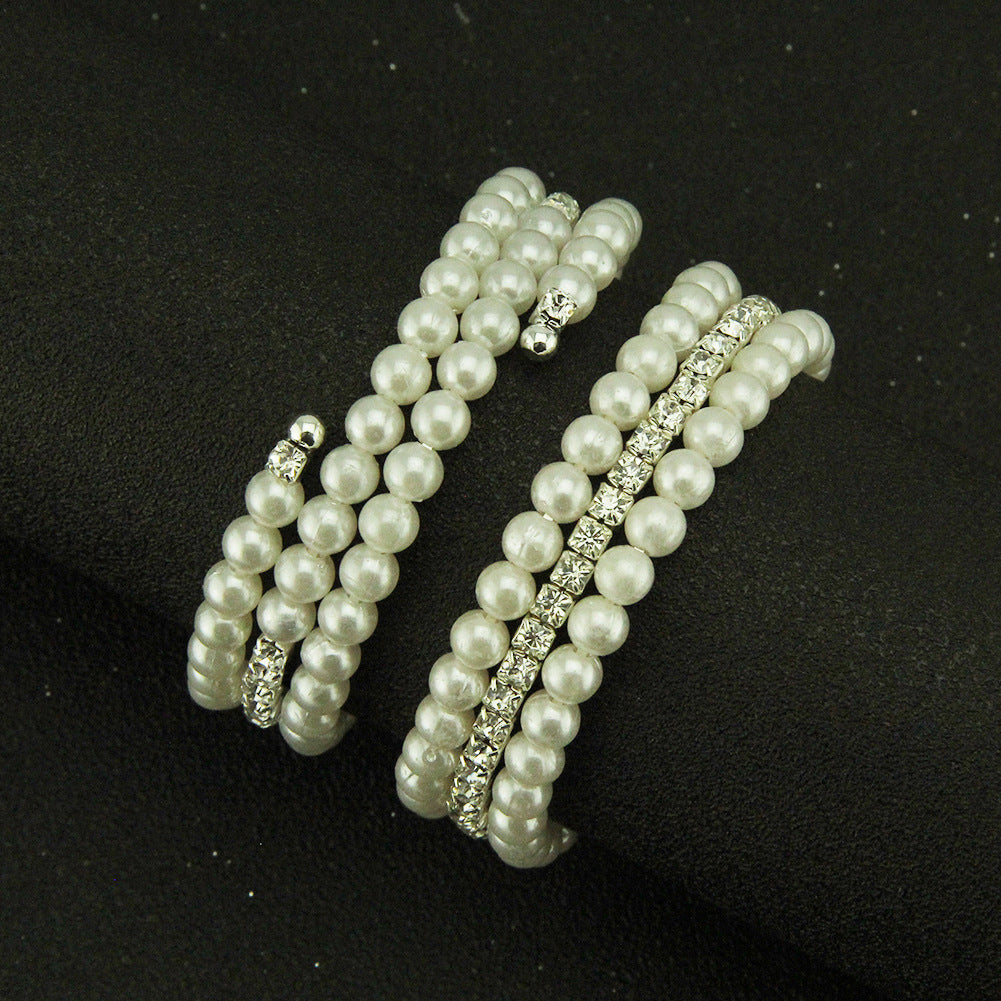 Pearl Diamond Wrist Korean Fashion Spiral Rings