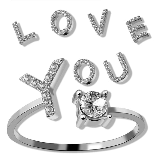 Sense Female English Letters Open Adjustable Rings