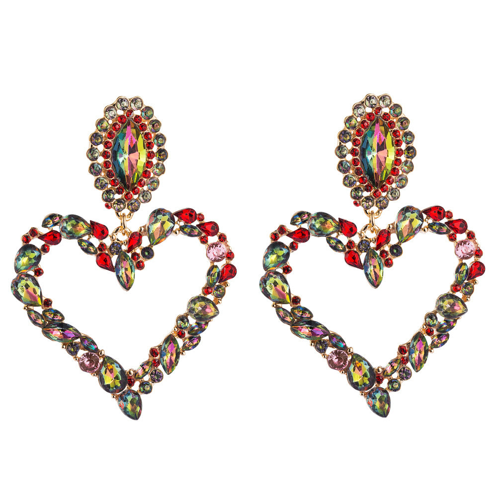 Women's Inlaid Color Diamond Retro Temperament Exaggerating Korean Earrings