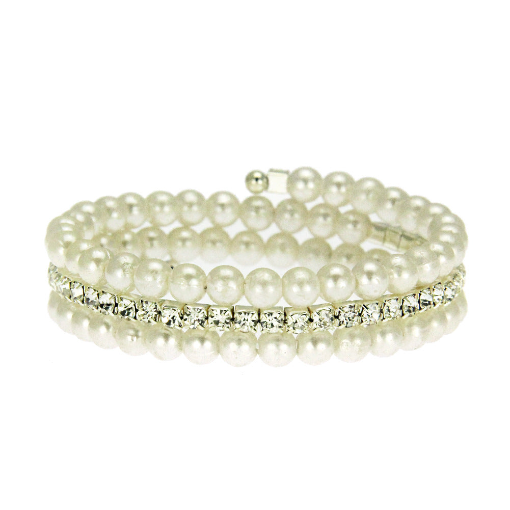 Pearl Diamond Wrist Korean Fashion Spiral Rings