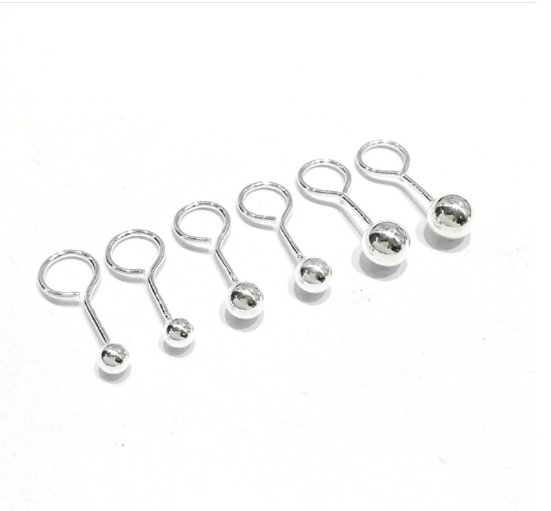 Women's Sterling Sier Bean-shaped Simple Temperament Hook Bead Minority Sleeping No Rings