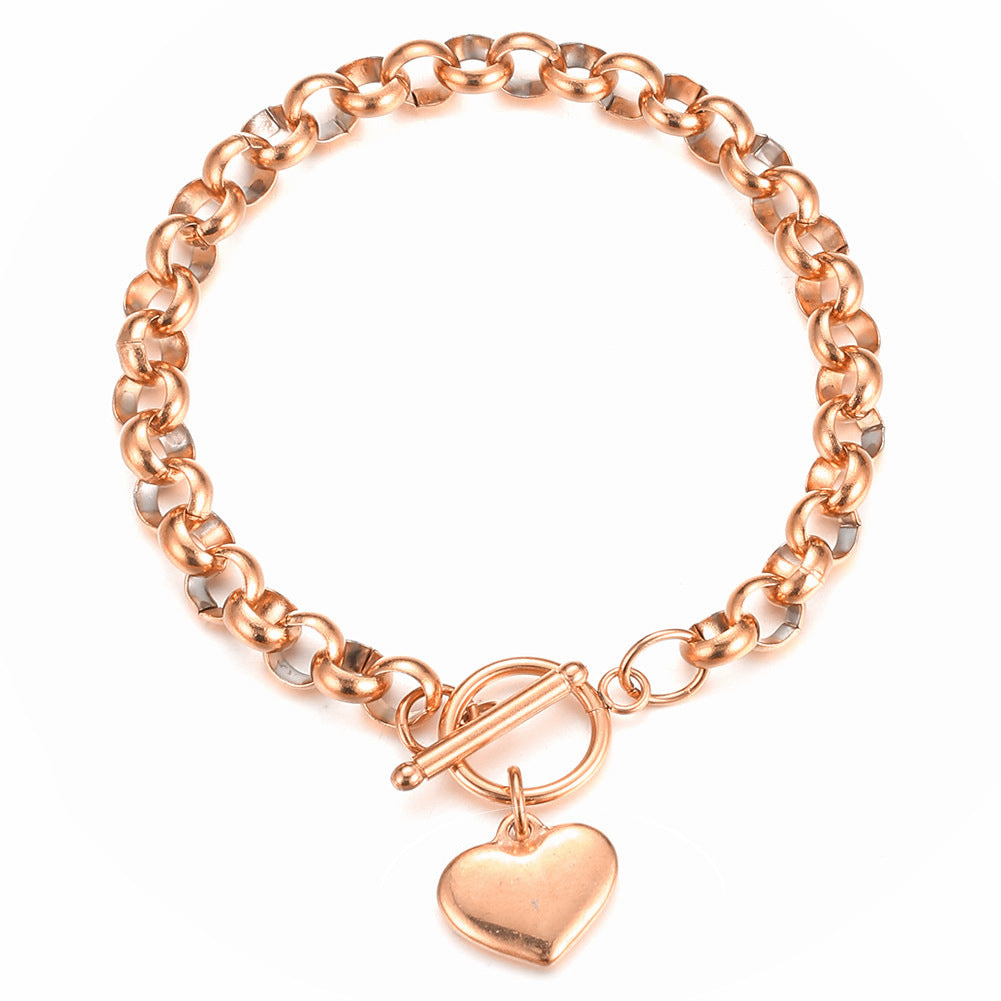 Women's Stainless Steel Heart Gold Plated Environmentally Bracelet