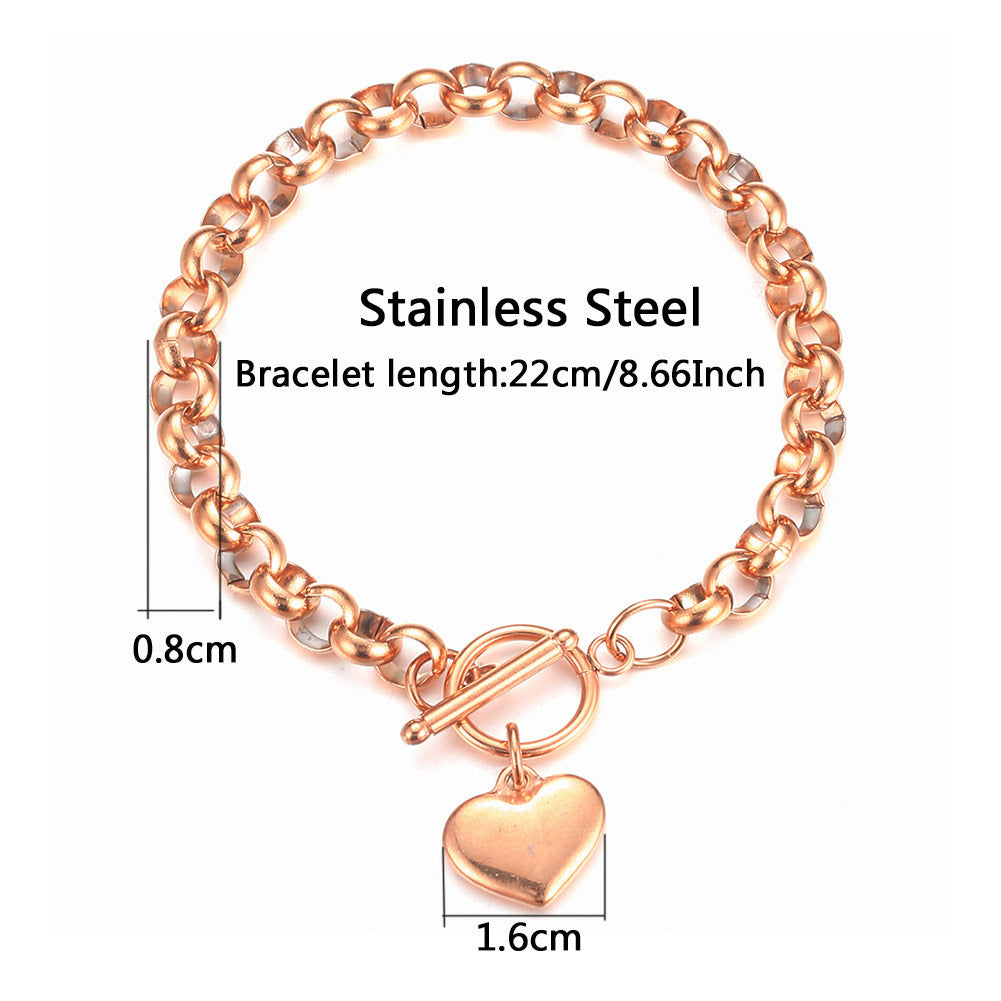 Women's Stainless Steel Heart Gold Plated Environmentally Bracelet