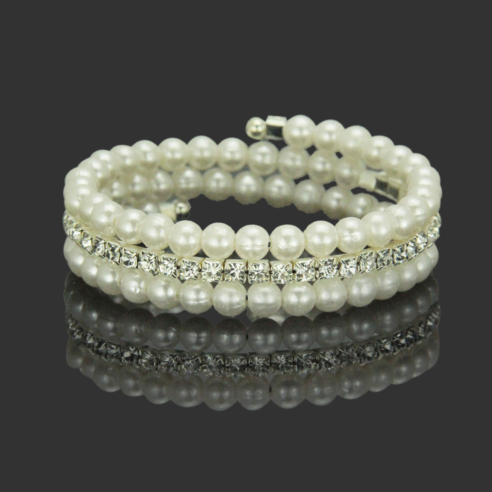 Pearl Diamond Wrist Korean Fashion Spiral Rings