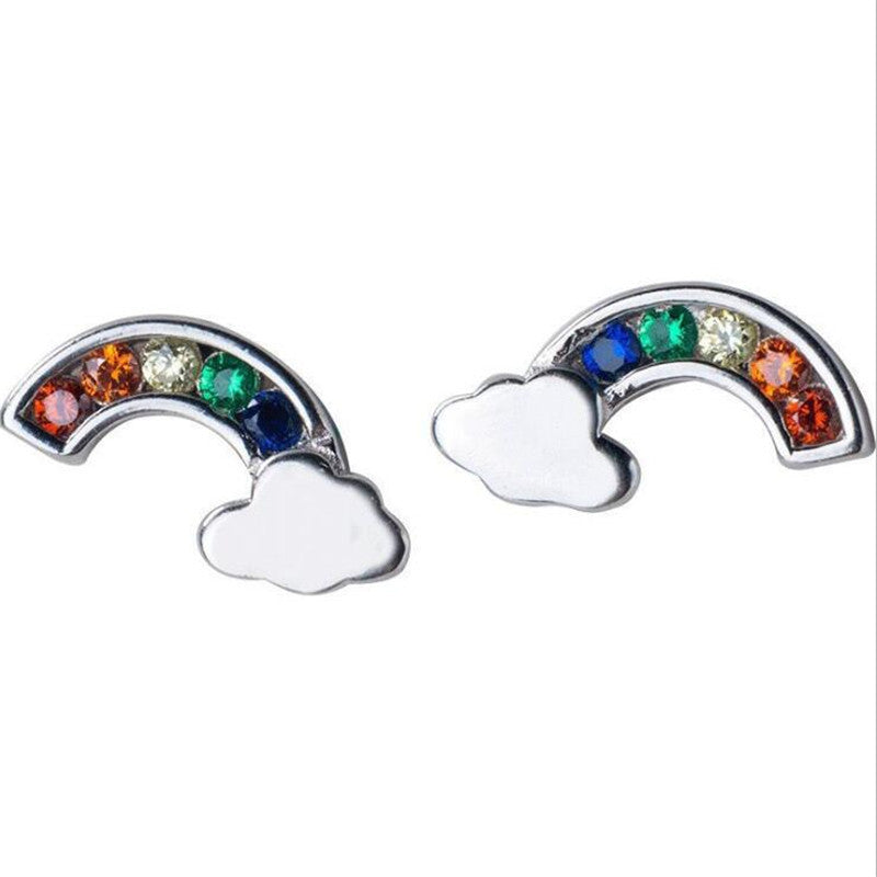 Women's Fashion Diamond Color Rainbow Cute Sweet Clouds Personalized Earrings
