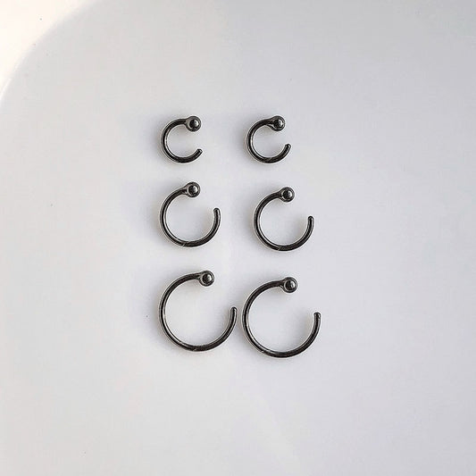 Sier Round Beads Ear Mini Simple Rings