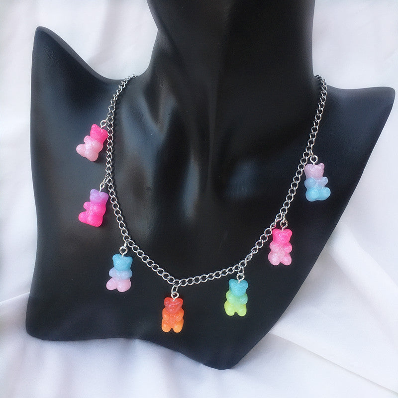 Women's Jelly Gummy Bear Cool Disco Hip Pendants