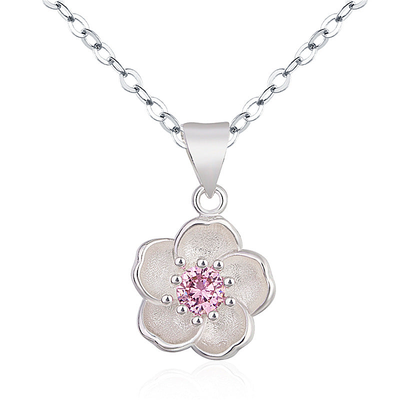 Fresh Rose Handmade Cherry Blossom Cute Peach Flower Necklaces