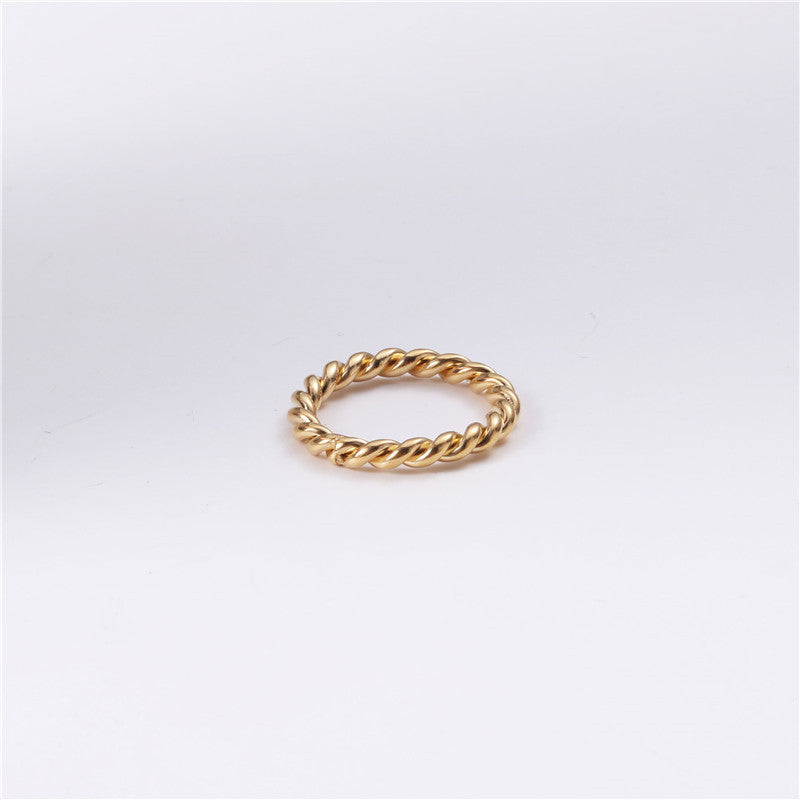 Vintage Female Titanium Steel Plated Gold Rings