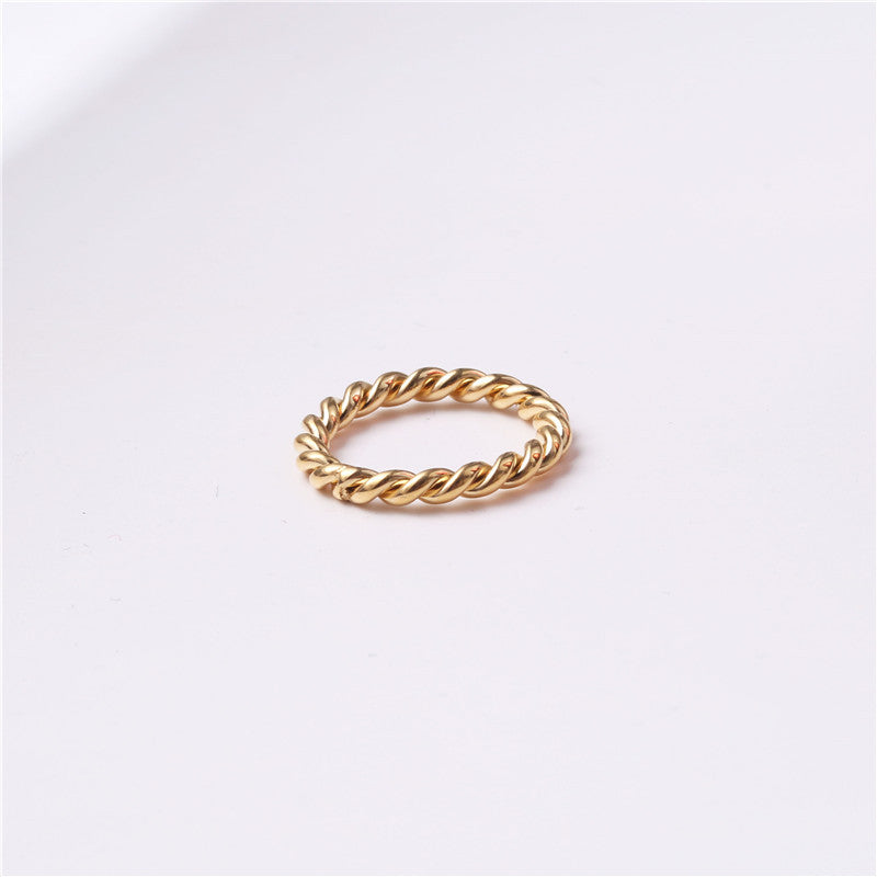 Vintage Female Titanium Steel Plated Gold Rings