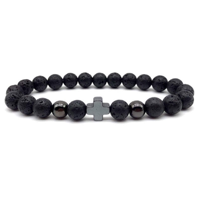 Men's Attractive Fashion Black Hematite Cross Bracelets