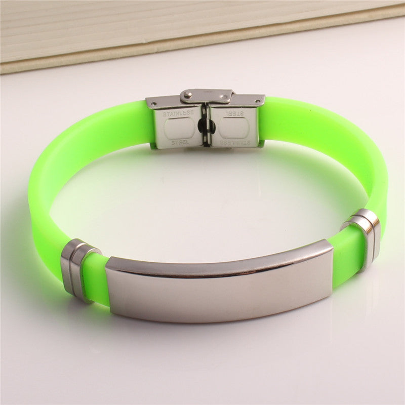 Wind Titanium Steel Couple Korean Style Can Carve Writing Silicone Bracelets