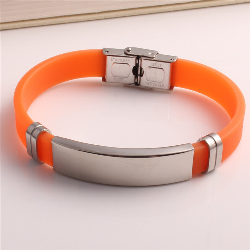 Wind Titanium Steel Couple Korean Style Can Carve Writing Silicone Bracelets