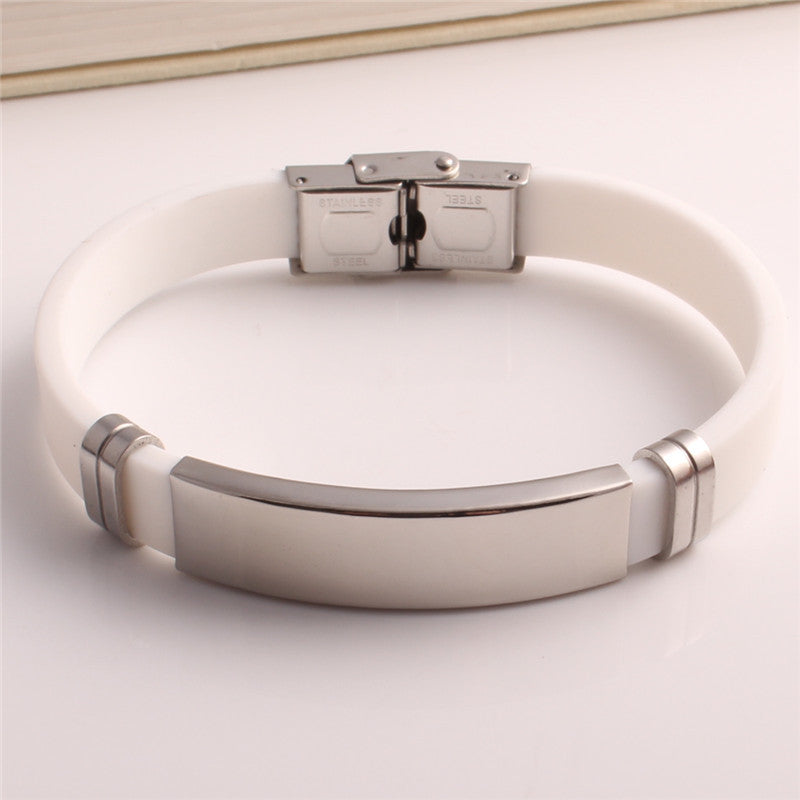 Wind Titanium Steel Couple Korean Style Can Carve Writing Silicone Bracelets