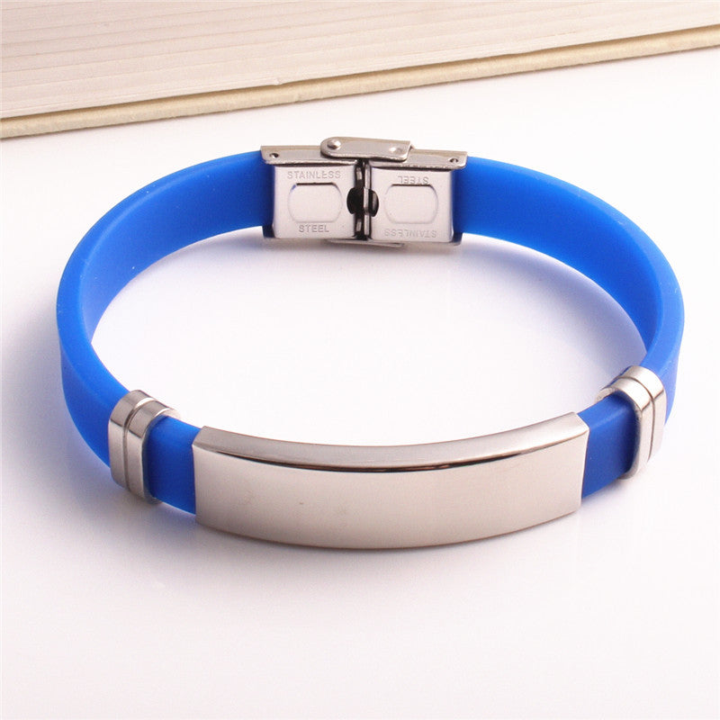 Wind Titanium Steel Couple Korean Style Can Carve Writing Silicone Bracelets