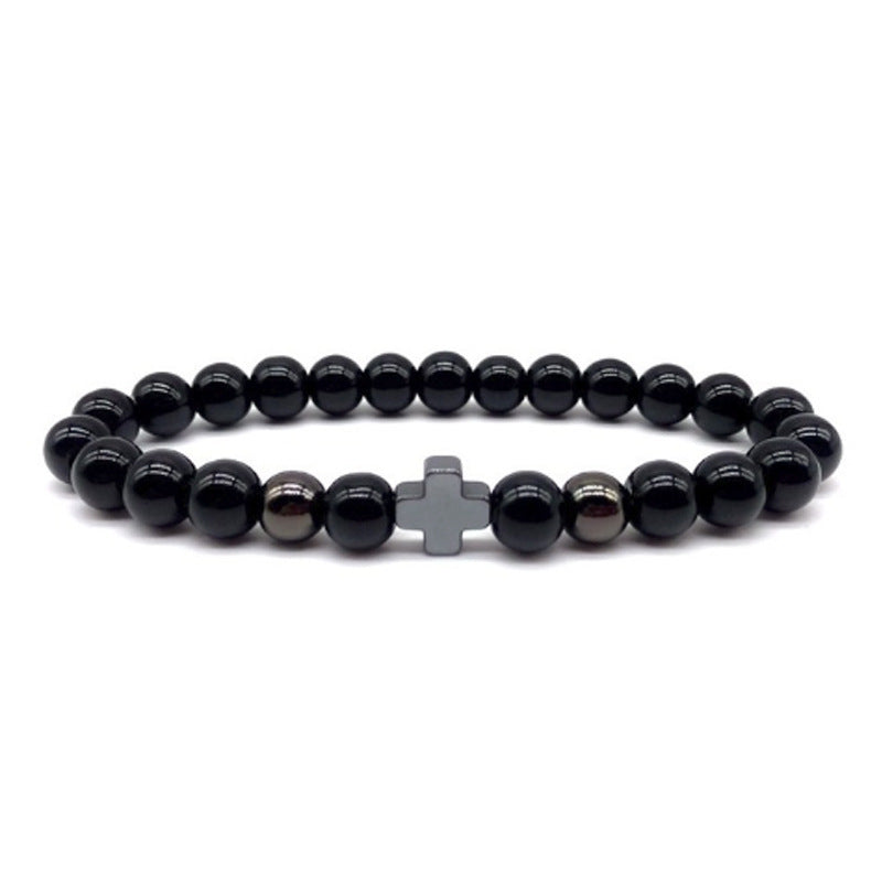 Men's Attractive Fashion Black Hematite Cross Bracelets