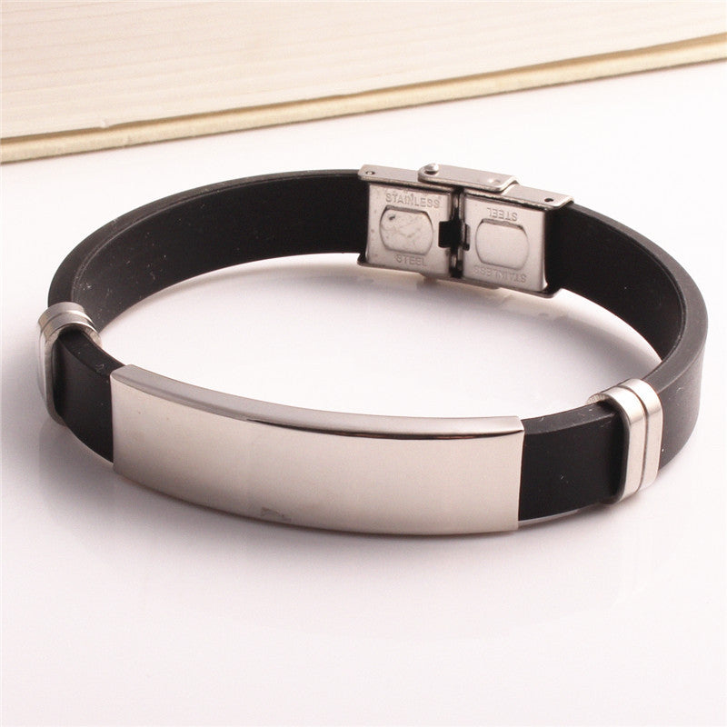 Wind Titanium Steel Couple Korean Style Can Carve Writing Silicone Bracelets