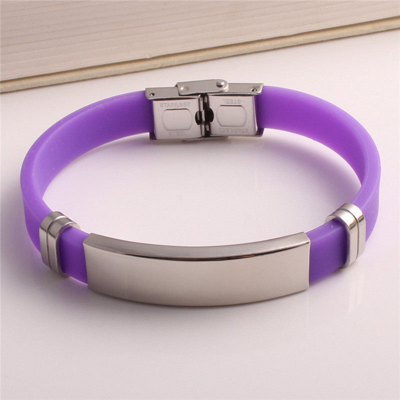 Wind Titanium Steel Couple Korean Style Can Carve Writing Silicone Bracelets