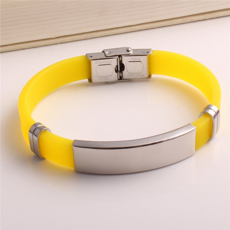 Wind Titanium Steel Couple Korean Style Can Carve Writing Silicone Bracelets