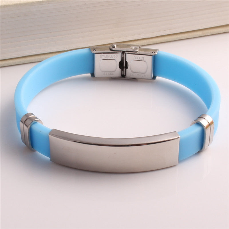 Wind Titanium Steel Couple Korean Style Can Carve Writing Silicone Bracelets