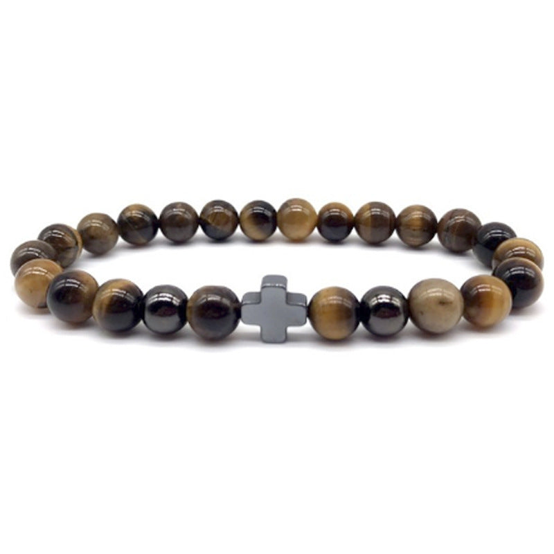 Men's Attractive Fashion Black Hematite Cross Bracelets