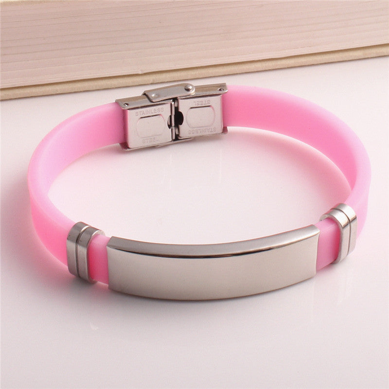 Wind Titanium Steel Couple Korean Style Can Carve Writing Silicone Bracelets
