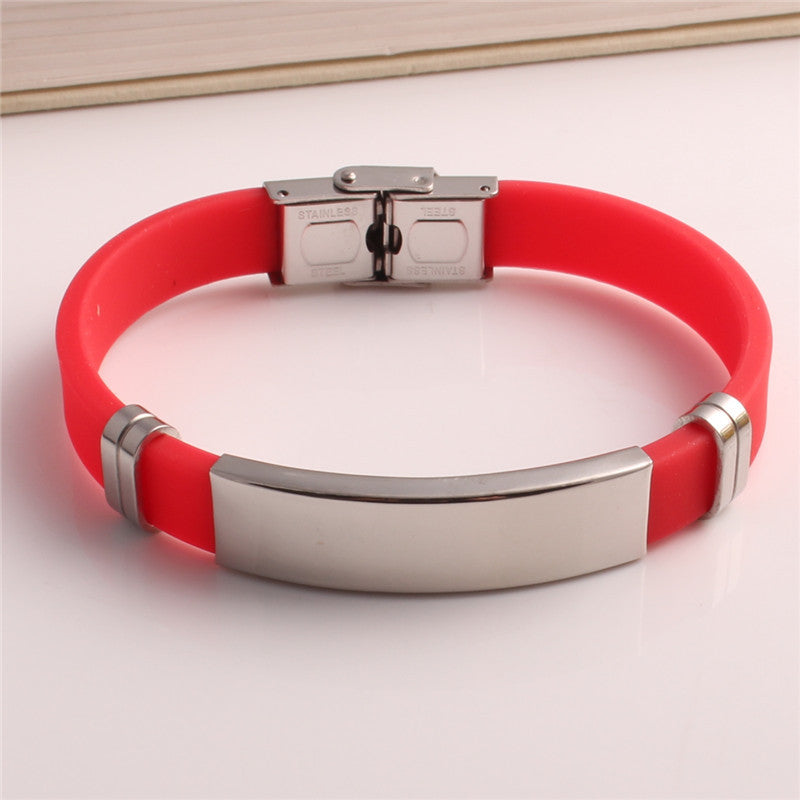 Wind Titanium Steel Couple Korean Style Can Carve Writing Silicone Bracelets